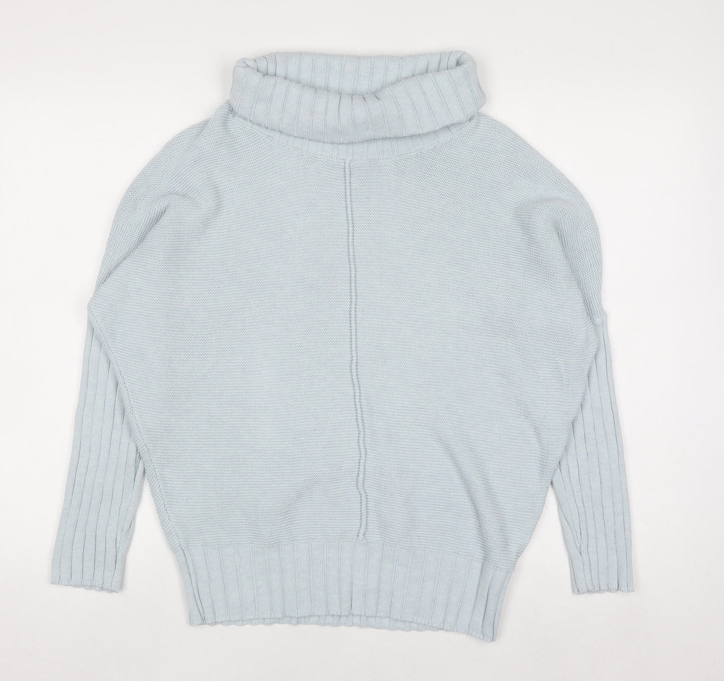 Marble Women Blue Roll Neck Relaxed Fit Cotton Jumper Size 10