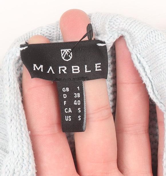 Marble Women Blue Roll Neck Relaxed Fit Cotton Jumper Size 10