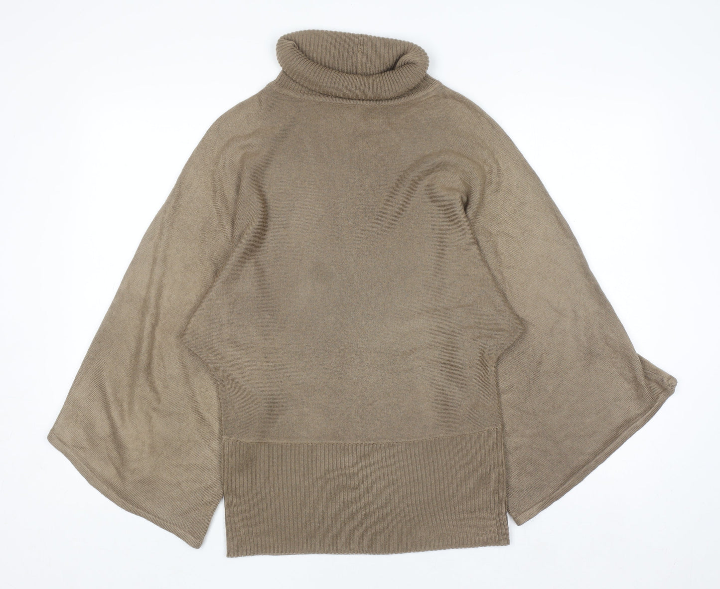 BCBGMAXAZRIA Women Beige Roll Neck Knit Jumper Size S Relaxed Fit