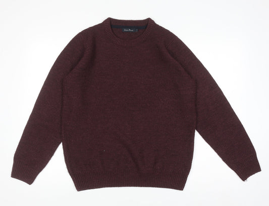 James Pringle Men's Brown Acrylic Crew Neck Jumper Size S