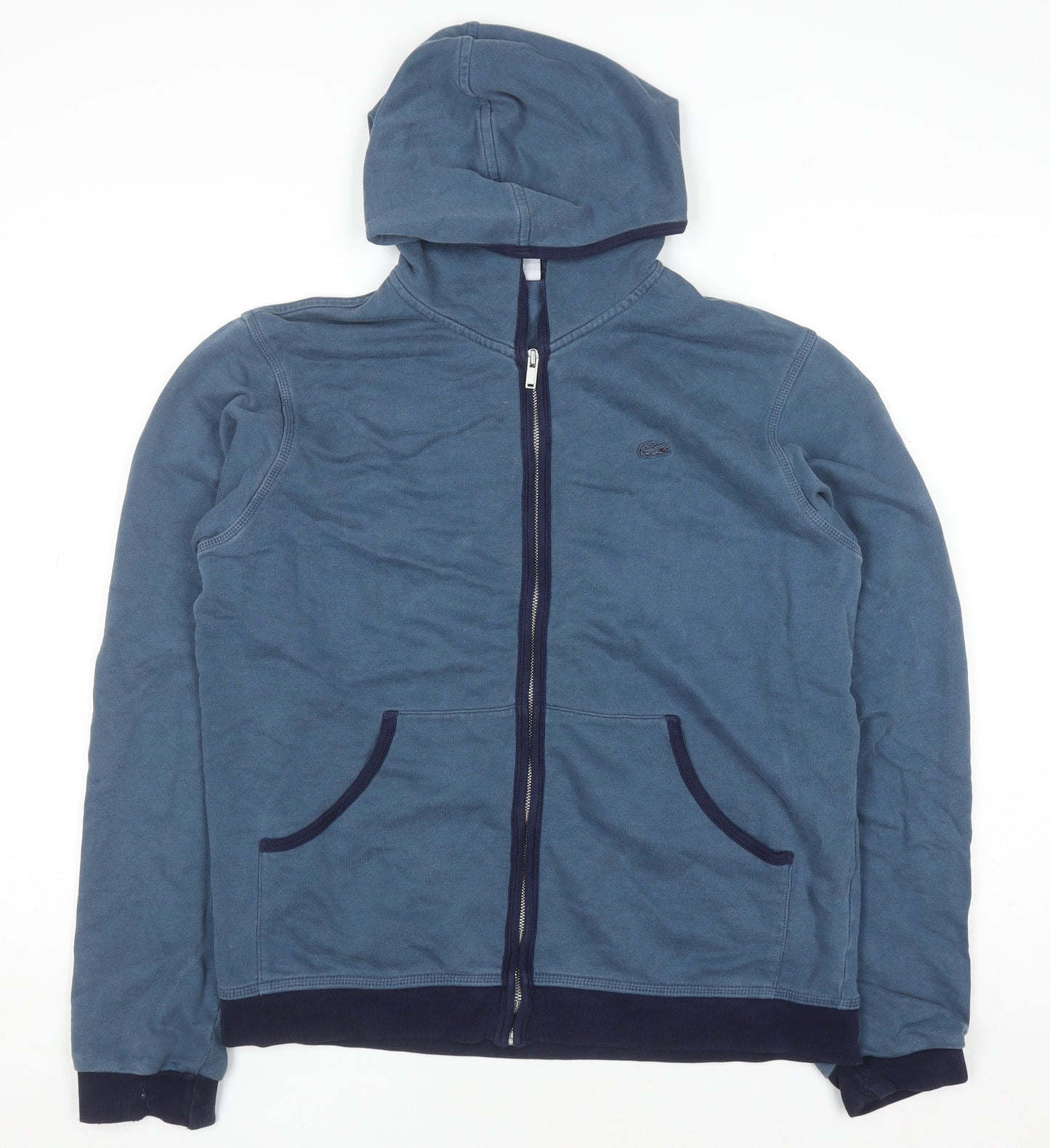 Lacoste Women Blue Full Zip Hoodie Size 16 Cotton Blend