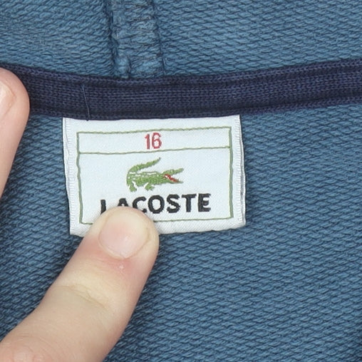 Lacoste Women Blue Full Zip Hoodie Size 16 Cotton Blend