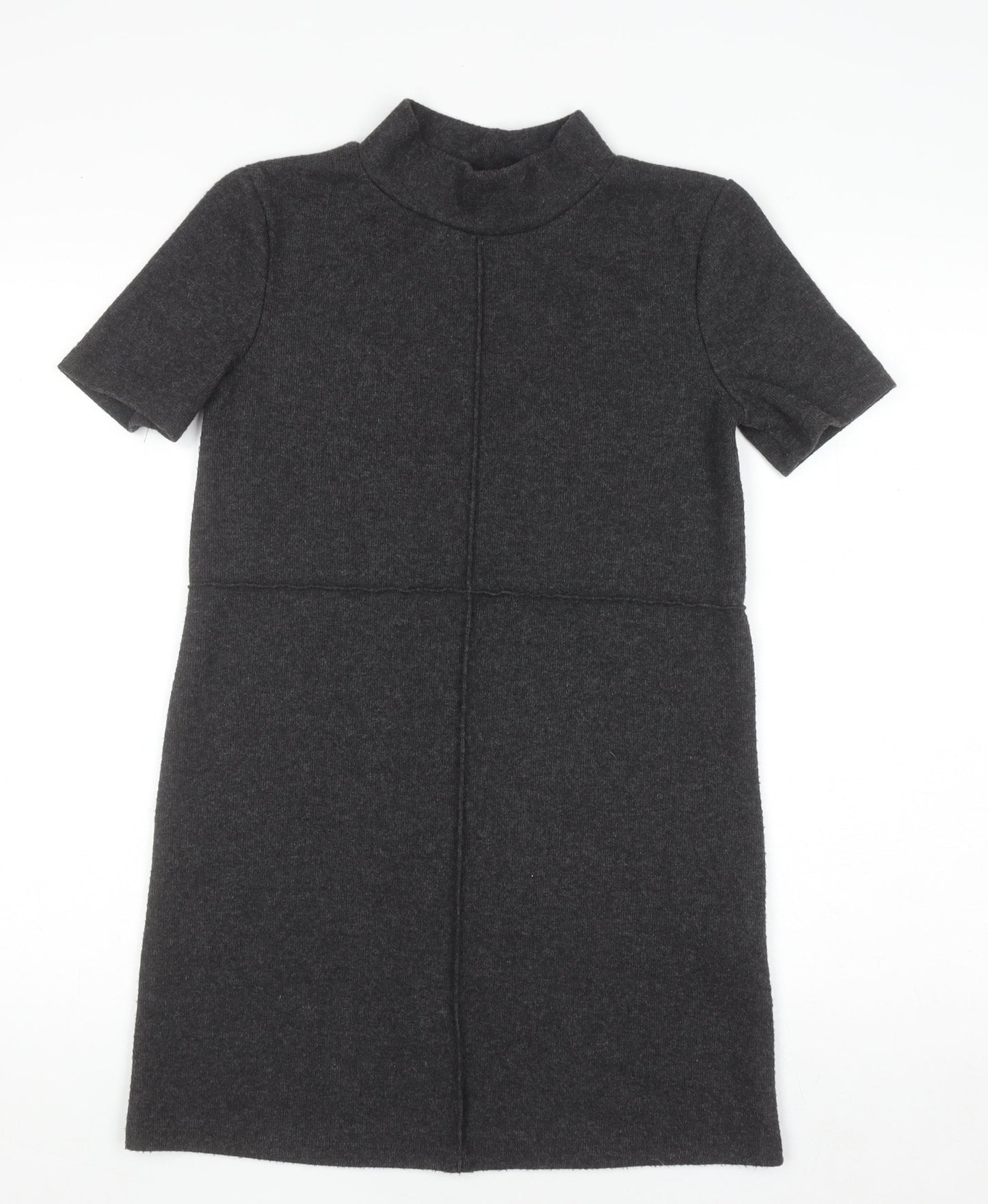 Zara Women Grey Short Sleeve Shift Dress Size S