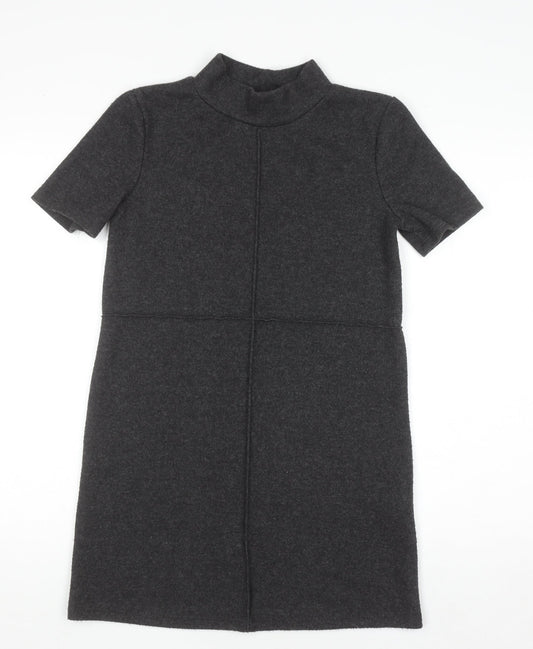 Zara Women Grey Short Sleeve Shift Dress Size S