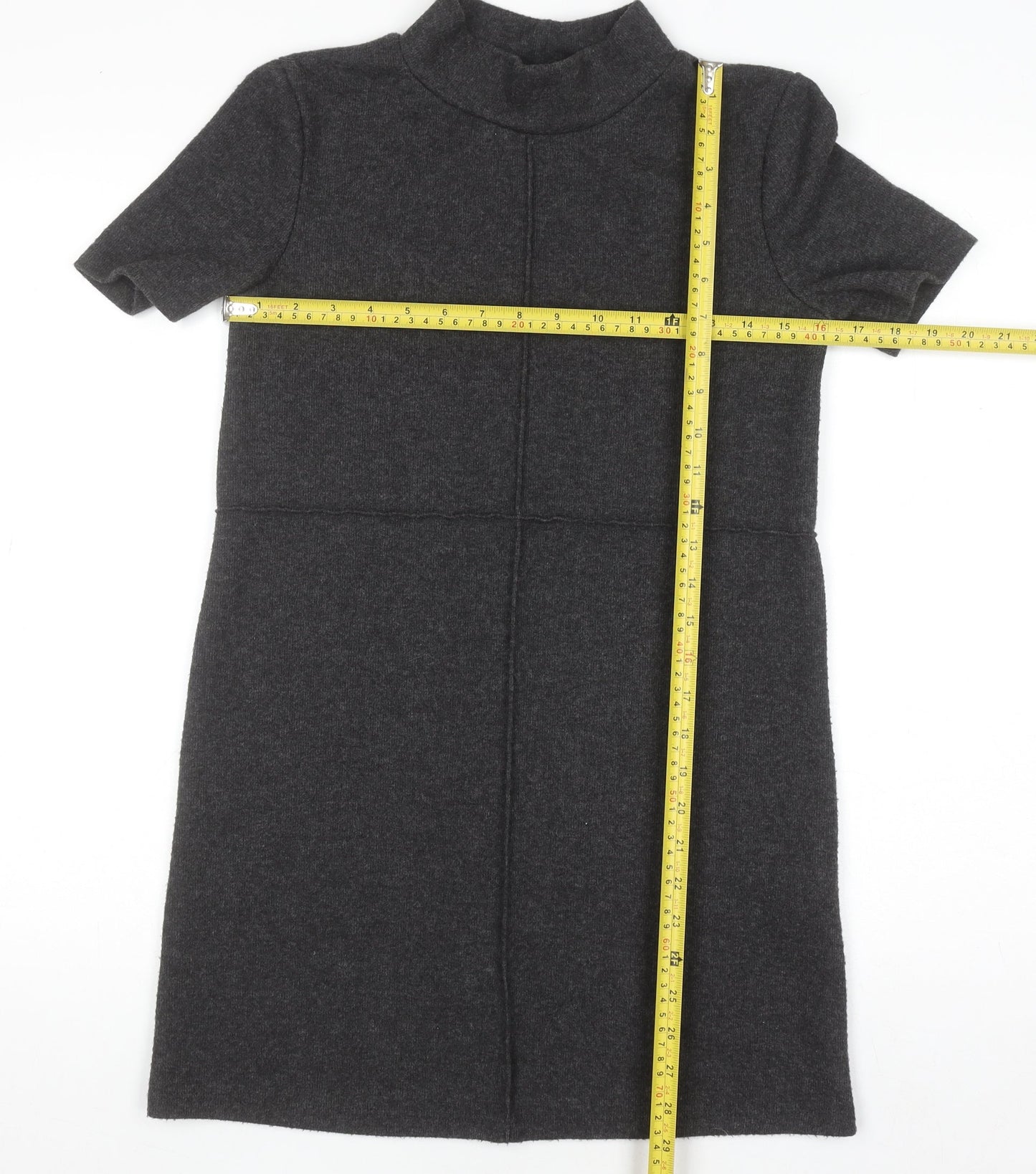 Zara Women Grey Short Sleeve Shift Dress Size S