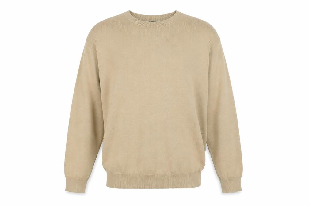 Wolsey Mens Beige XL Crew Neck Pullover Jumper Merino Wool Blend