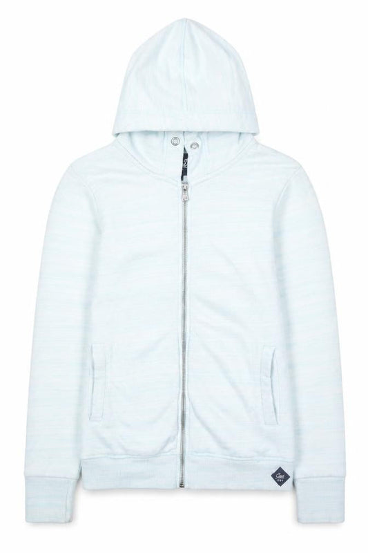 Superdry Women Light Blue Full Zip Hoodie Size L Cotton Blend