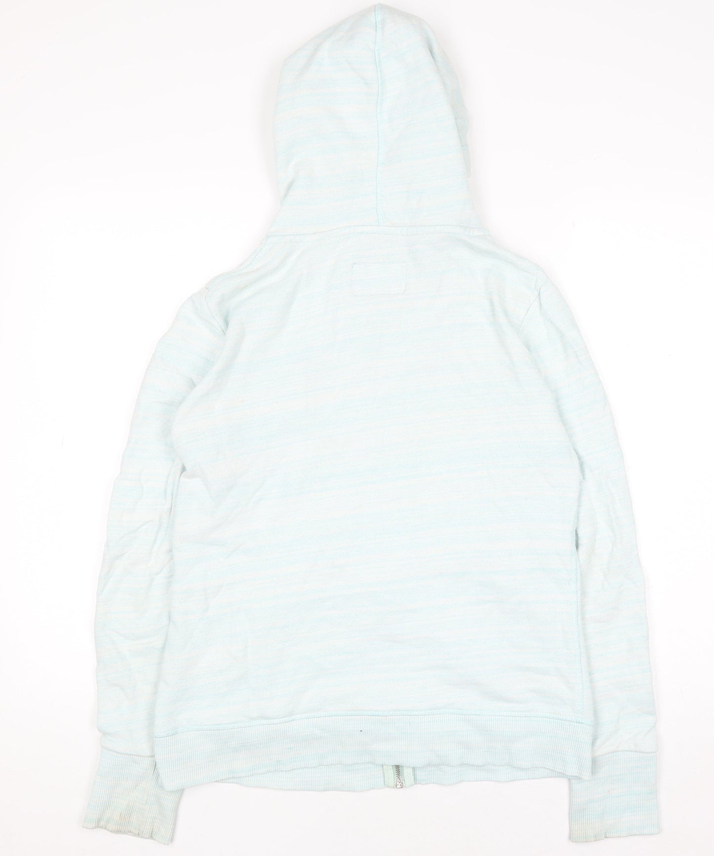 Superdry Women Light Blue Full Zip Hoodie Size L Cotton Blend