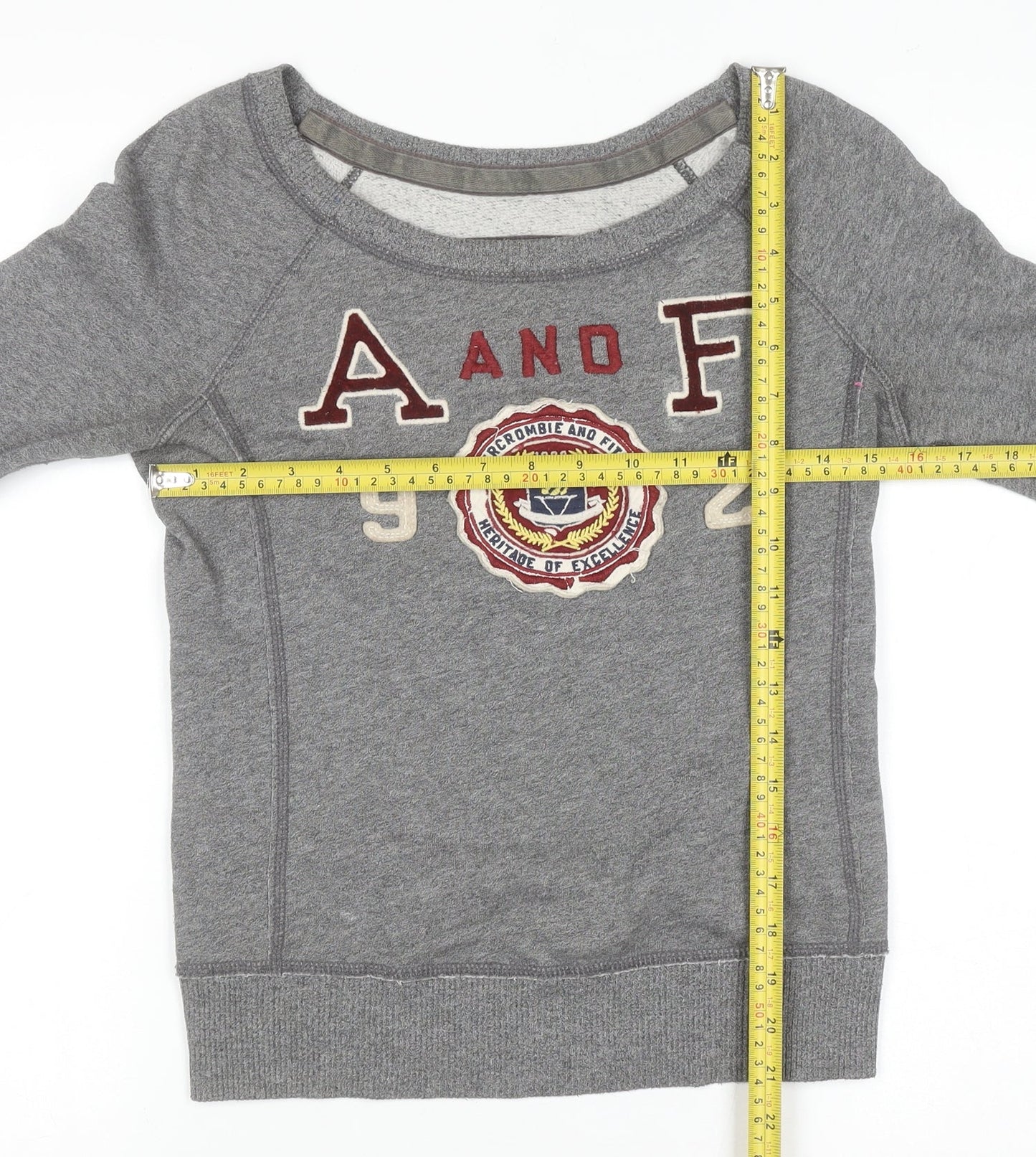 Abercrombie & Fitch Womens Grey XS Pullover Sweatshirt Embroidered Logo