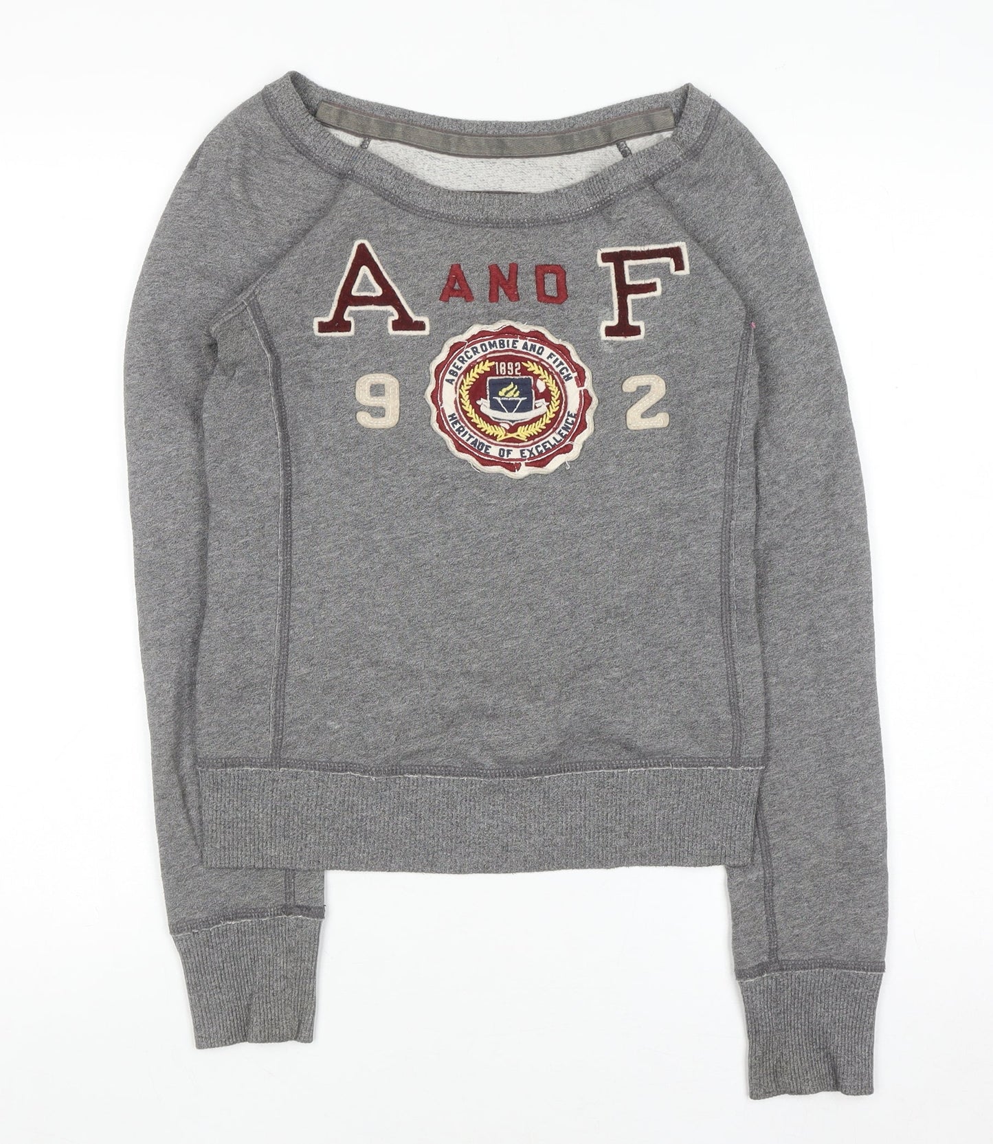 Abercrombie & Fitch Womens Grey XS Pullover Sweatshirt Embroidered Logo