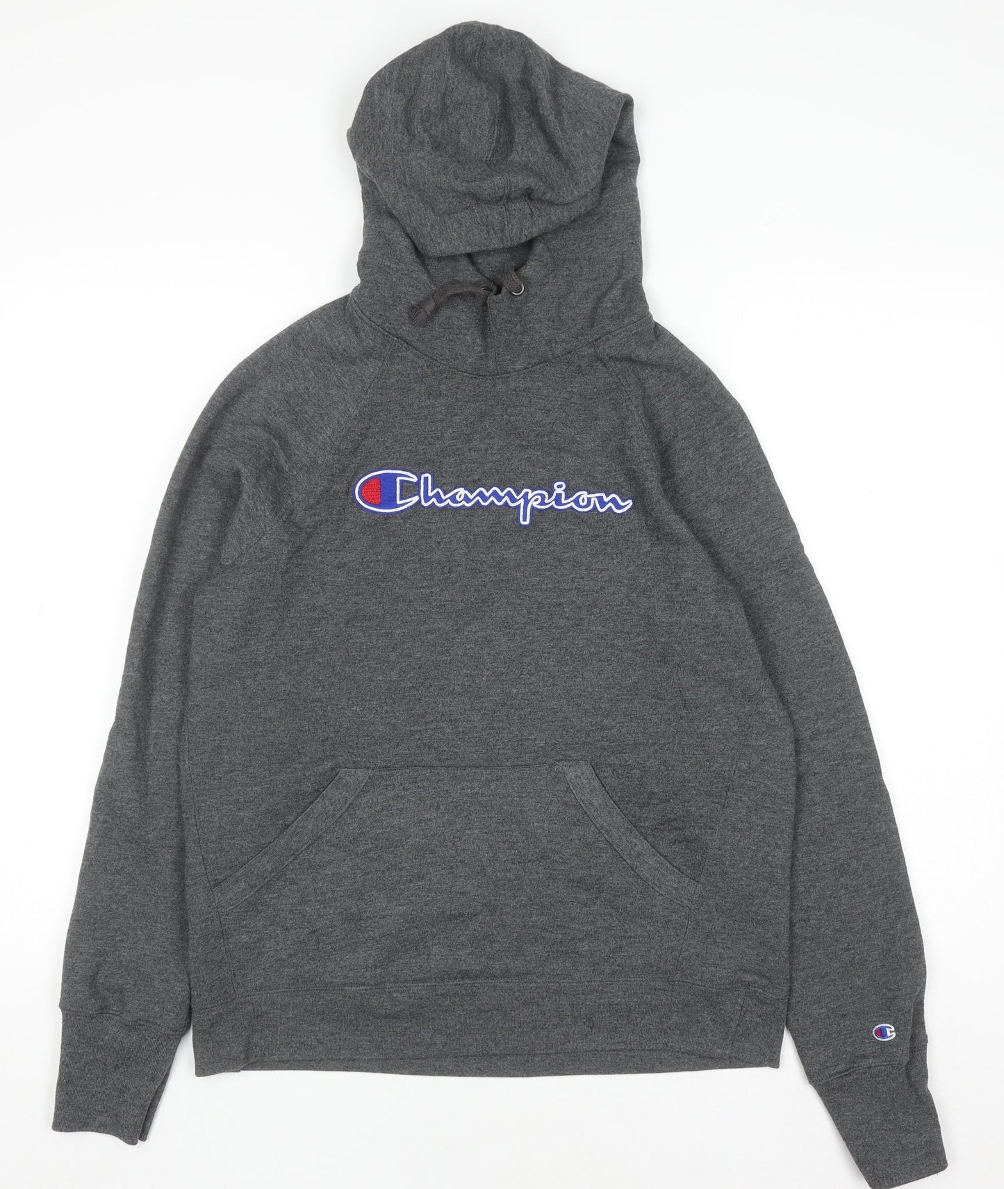 Champion Men's Grey Pullover Hoodie Small Embroidered Logo