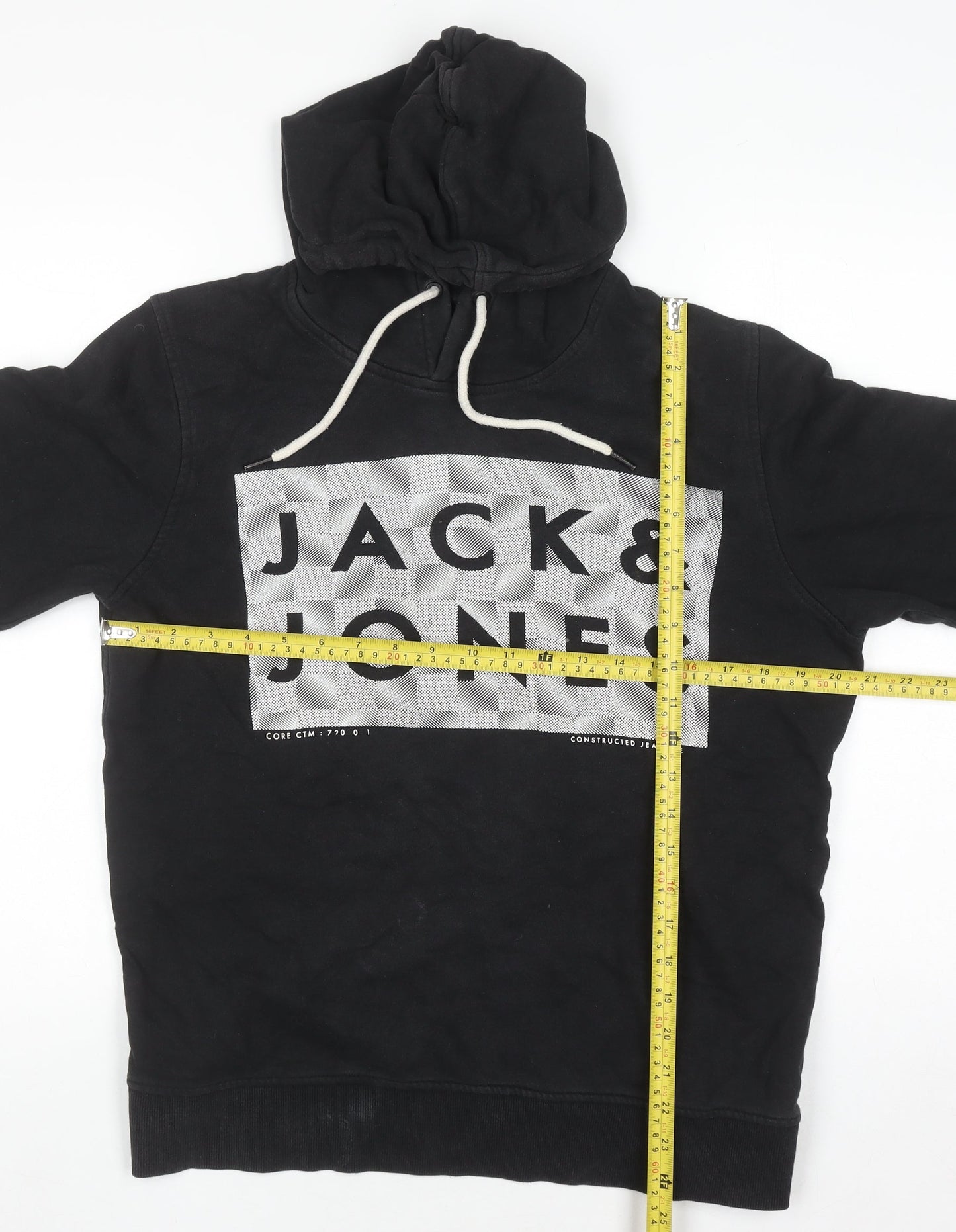 Jack & Jones Men's Black Pullover Hoodie Size M Graphic Print