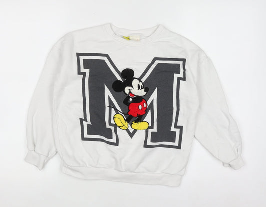 Disney Boys White Mickey Mouse Pullover Sweatshirt 9 Years 90th Anniversary