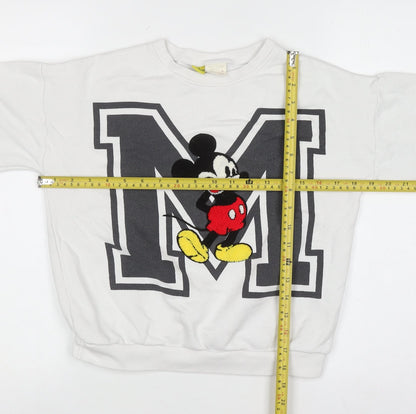 Back view of Disney boys’ white mickey mouse pullover sweatshirt 9 years 90th anniversary