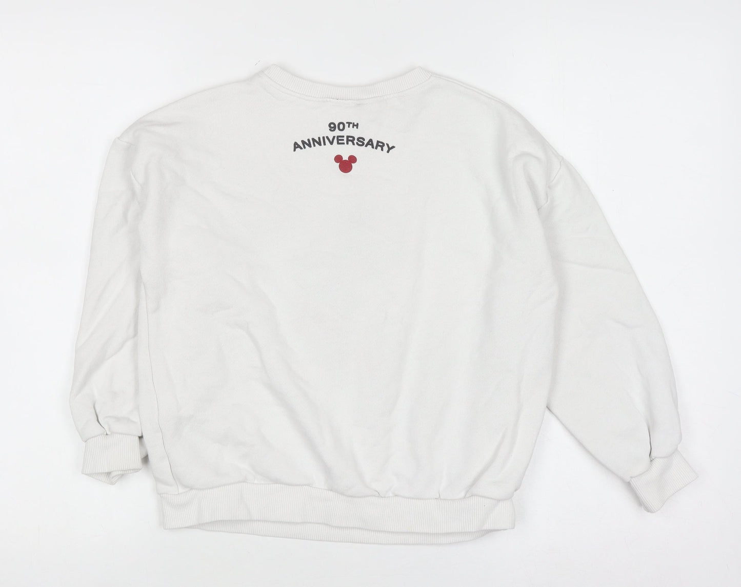 Disney Boys White Mickey Mouse Pullover Sweatshirt 9 Years 90th Anniversary