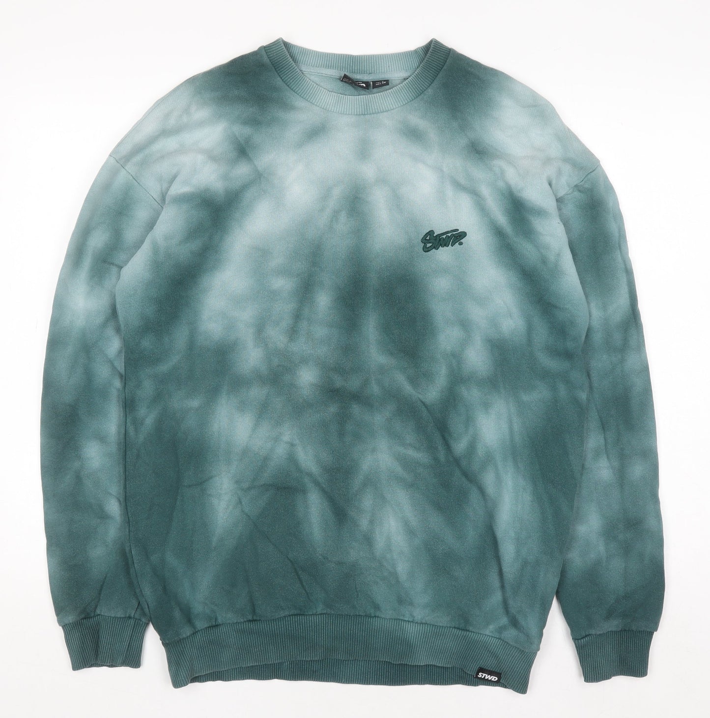 Pull & Bear Men’s Green Tie Dye Pullover Sweatshirt Size S