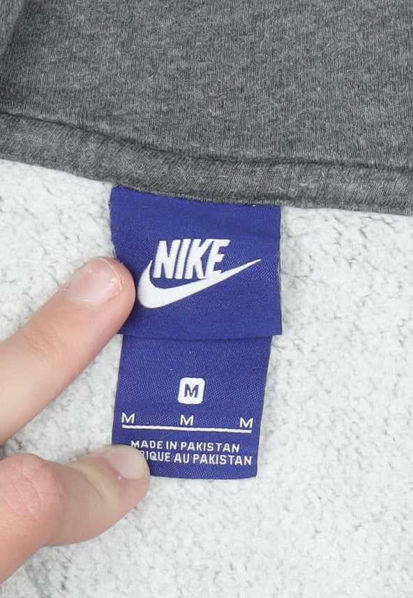 Nike Men's Grey Full Zip Hoodie Medium Regular Fit Cotton Blend