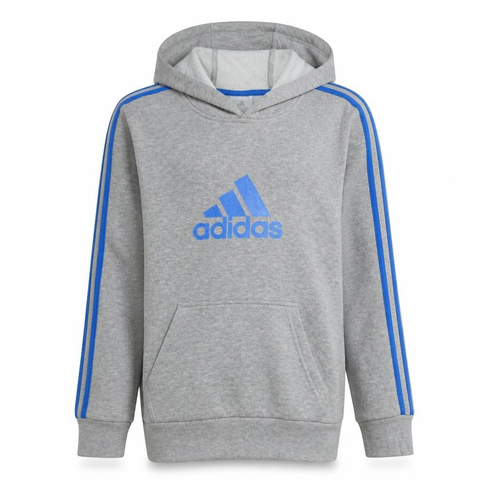 Adidas Boys Grey Pullover Hoodie Size L Sports Graphic Fleece Sweatshirt