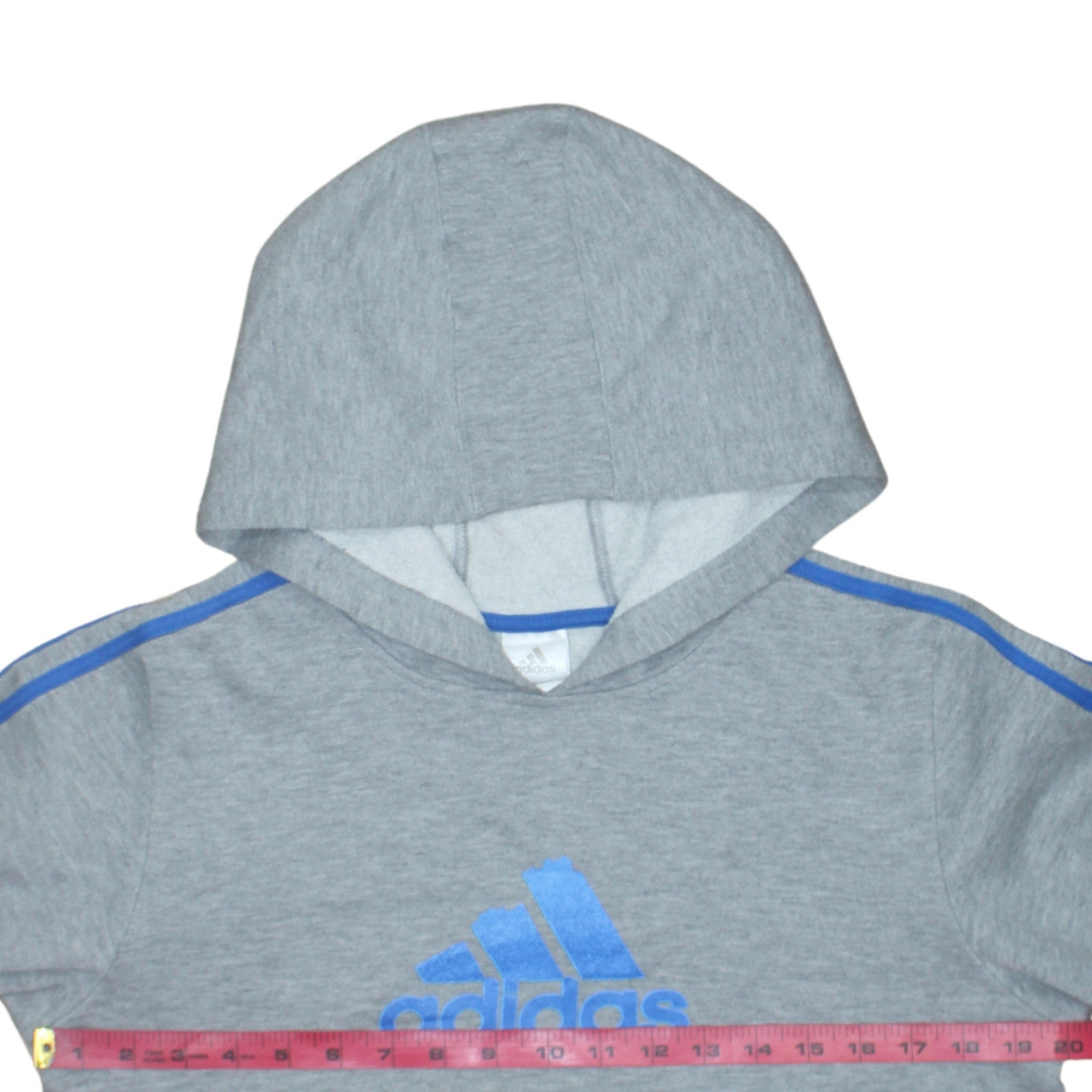 Adidas Boys Grey Pullover Hoodie Size L Sports Graphic Fleece Sweatshirt