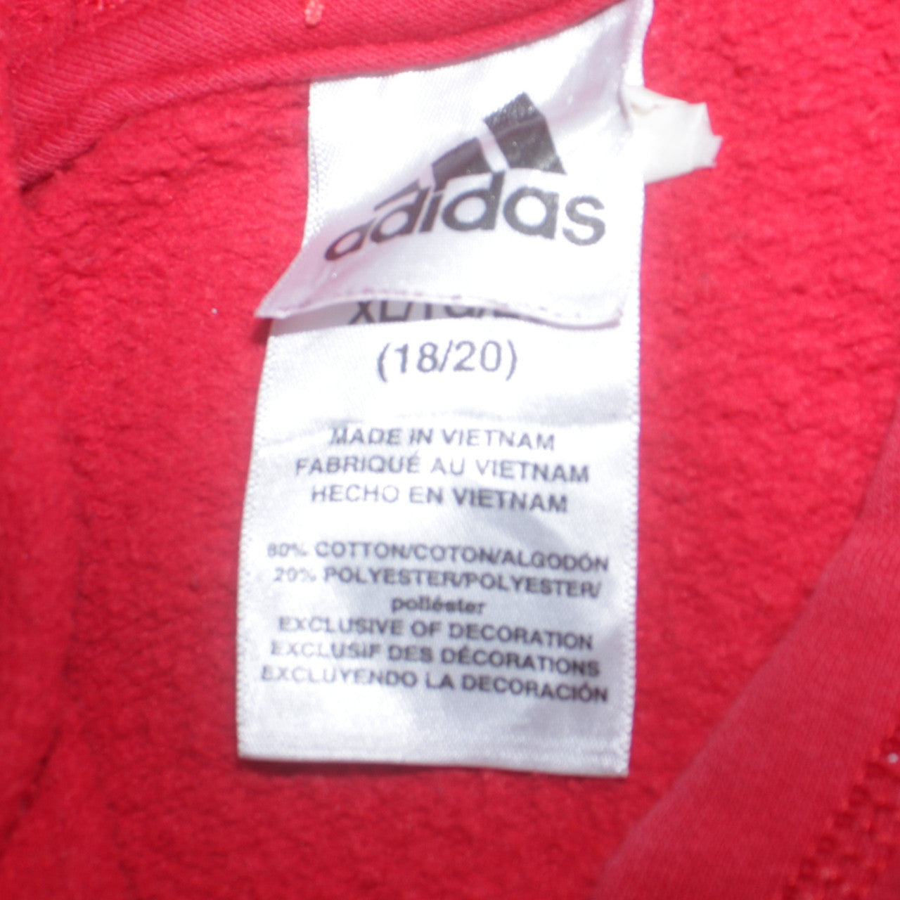 Adidas Womens Red Black Pullover Hoodie Size 18/20 Logo Print