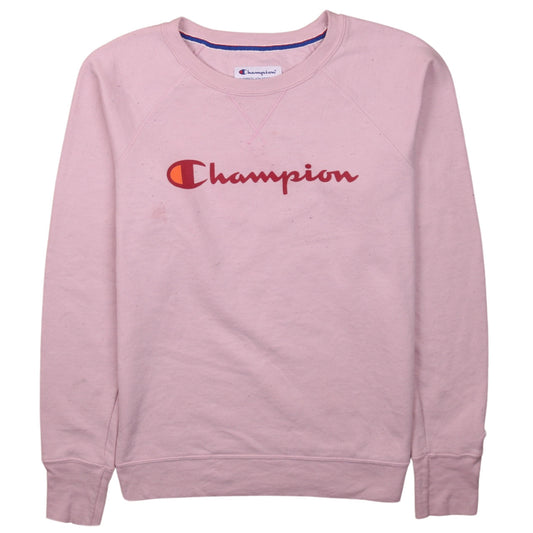 Champion Women Pink Logo Crew Neck Pullover Sweatshirt Size S