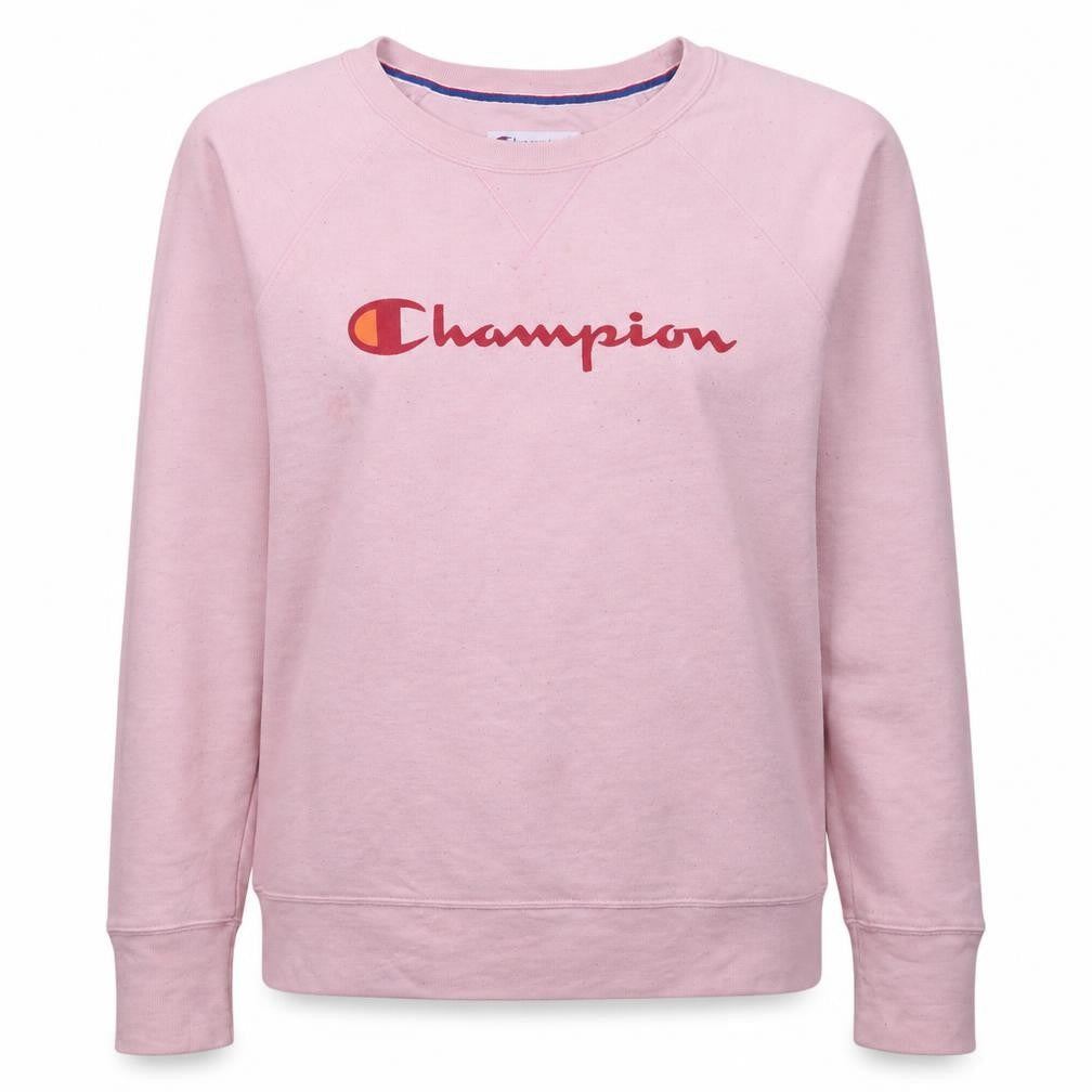 Champion Women Pink Logo Crew Neck Pullover Sweatshirt Size S