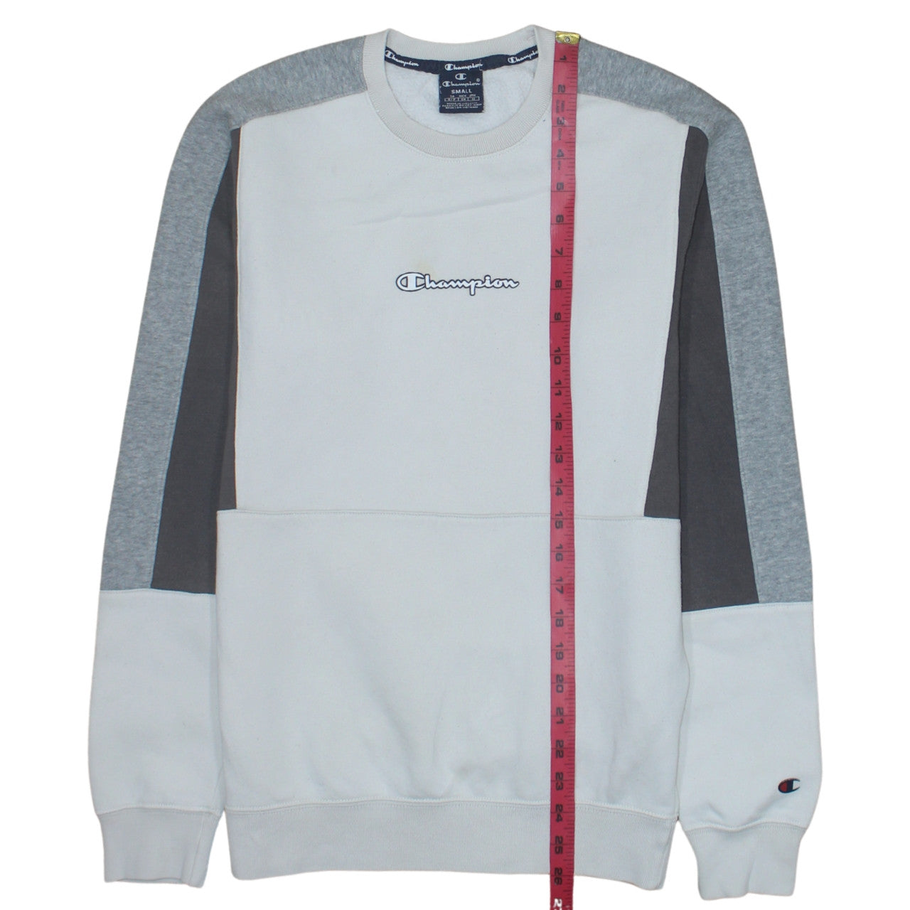 Champion Mens Grey Small Crew Neck Logo Pullover Sweatshirt