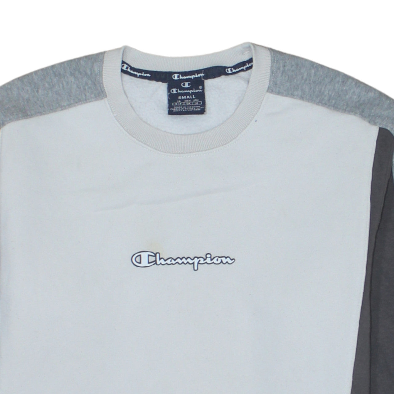 Champion Mens Grey Small Crew Neck Logo Pullover Sweatshirt