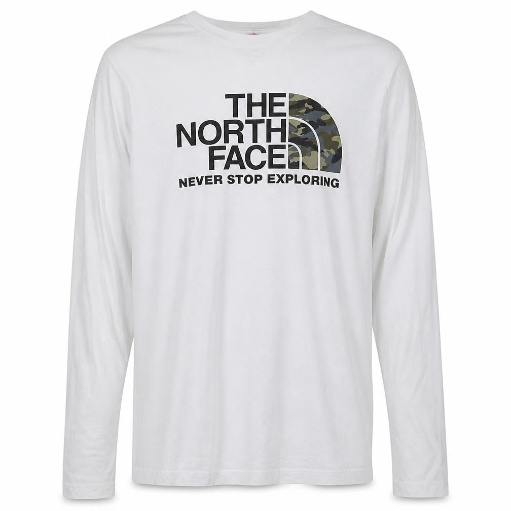 The North Face Boys White Cotton Long Sleeve Logo T-Shirt XL