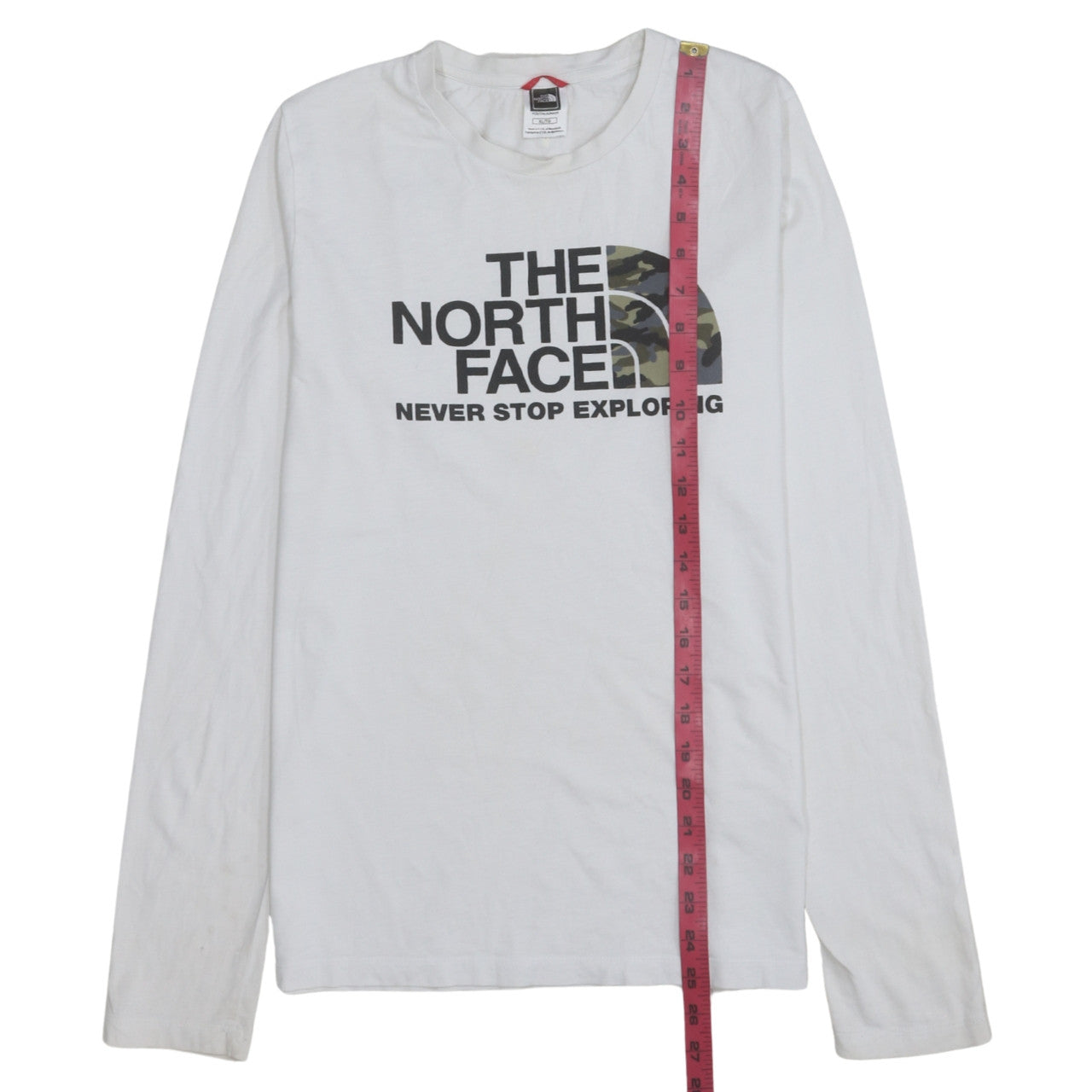 The North Face Boys White Cotton Long Sleeve Logo T-Shirt XL