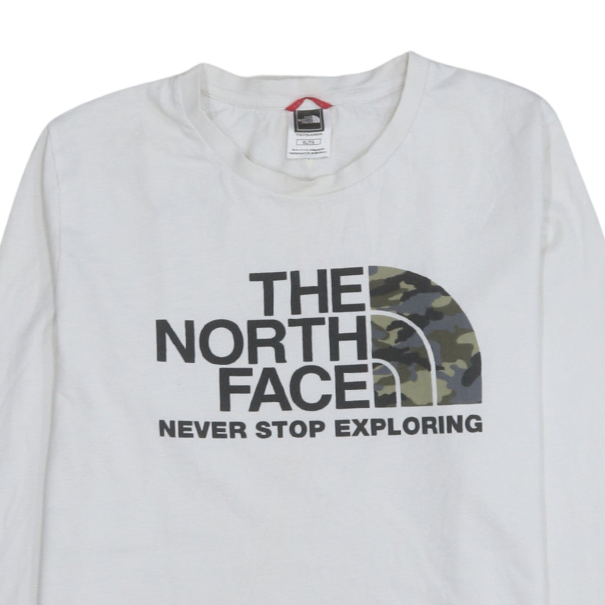 The North Face Boys White Cotton Long Sleeve Logo T-Shirt XL
