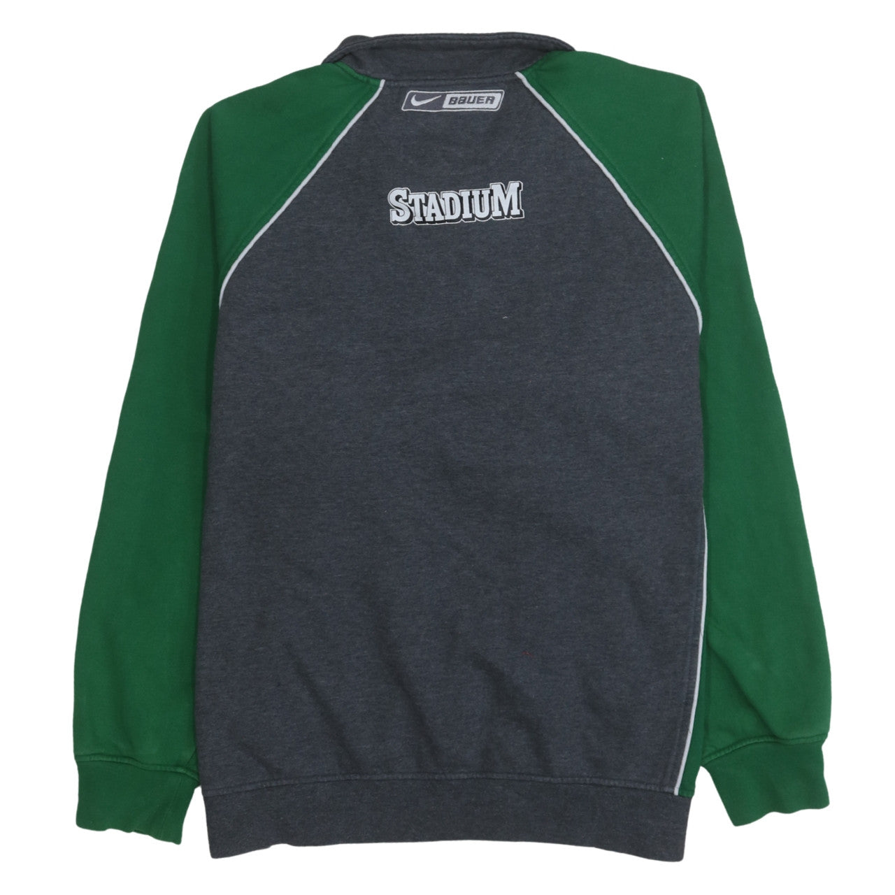 Nike Bauer Men's XL Green Grey 1/4 Zip Sports Sweatshirt