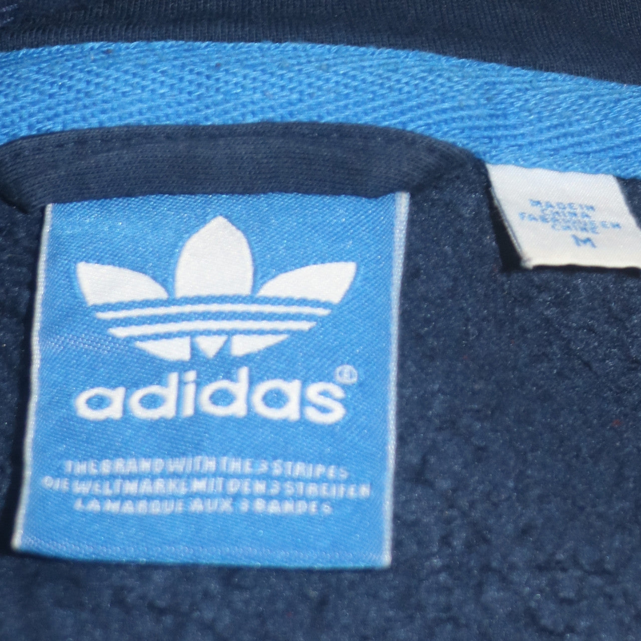 Adidas Men’s Blue Full Zip Hoodie Size M Classic Sports Fleece