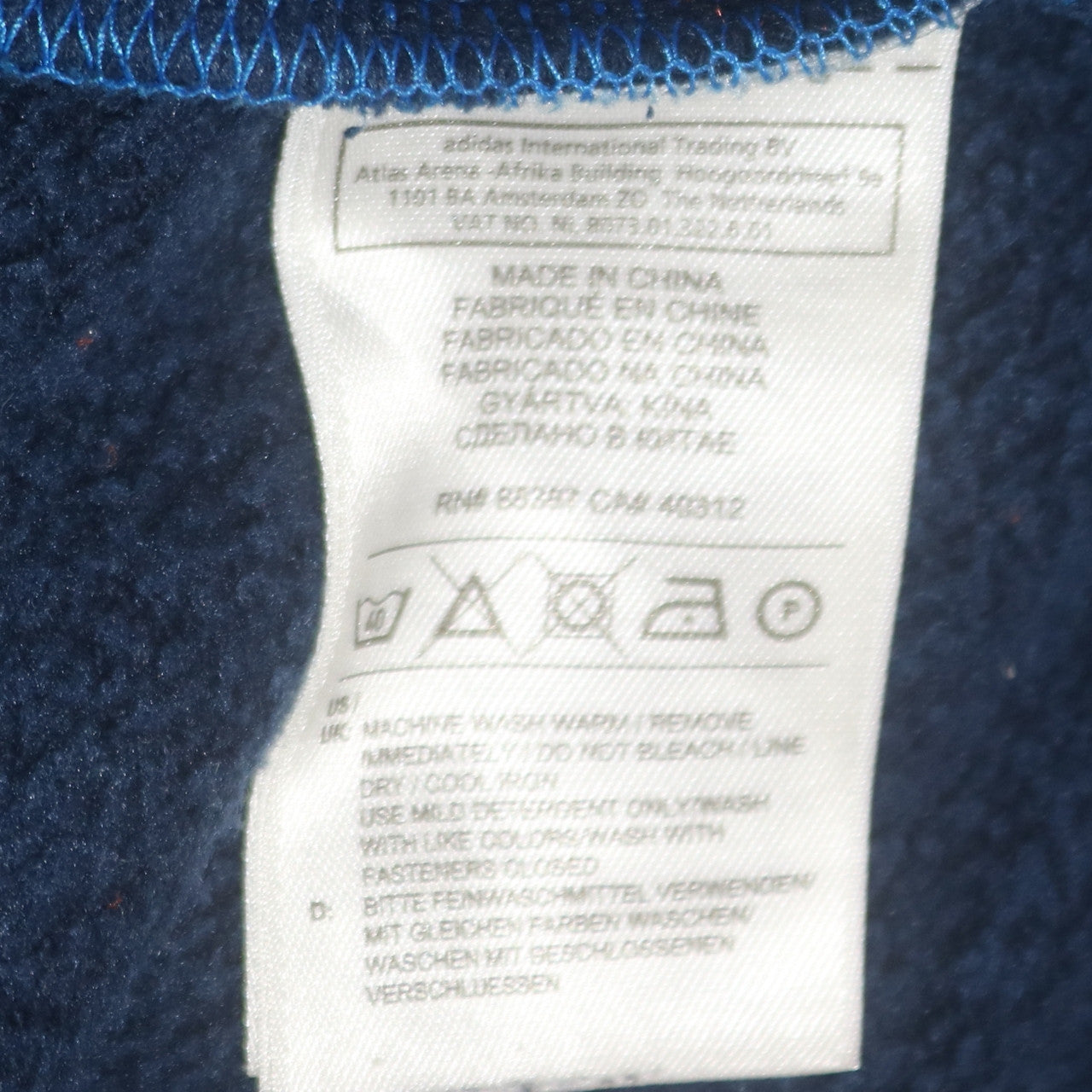 Adidas Men’s Blue Full Zip Hoodie Size M Classic Sports Fleece