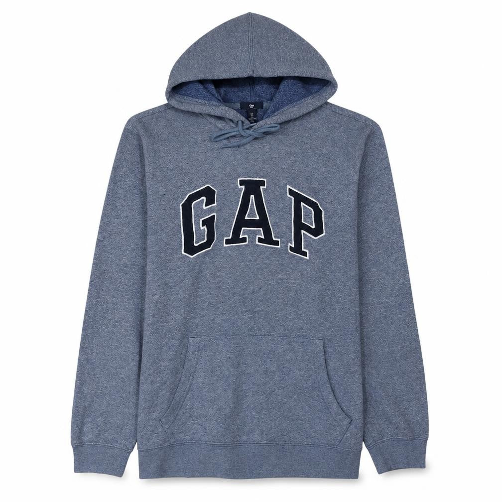 Gap Men Blue Pullover Hoodie L Logo Design Cotton Blend