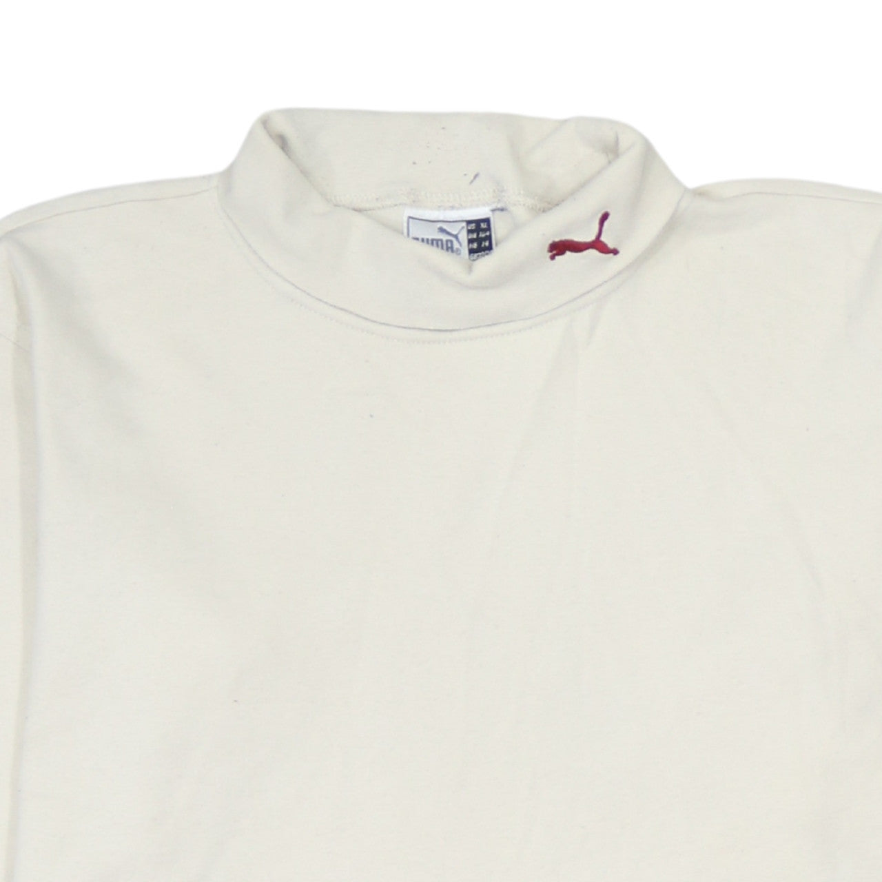 PUMA Men's White XL Roll Neck Long Sleeve Cotton T-Shirt