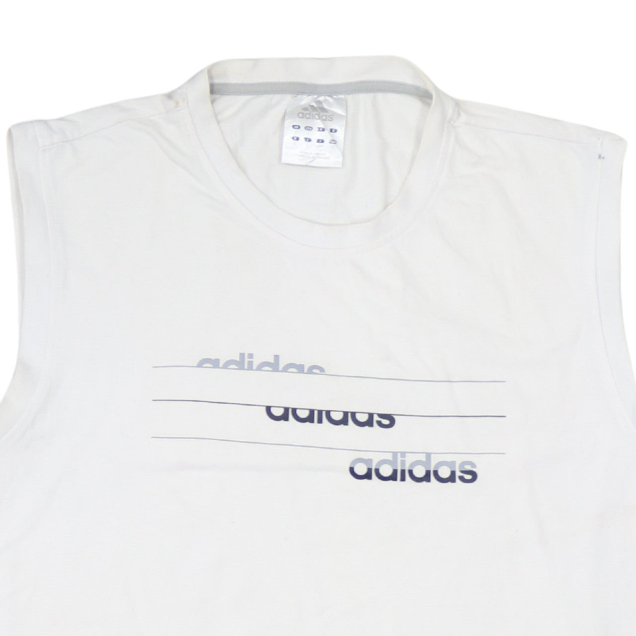 Adidas Men's White Sleeveless Graphic T-Shirt L Cotton Elastane