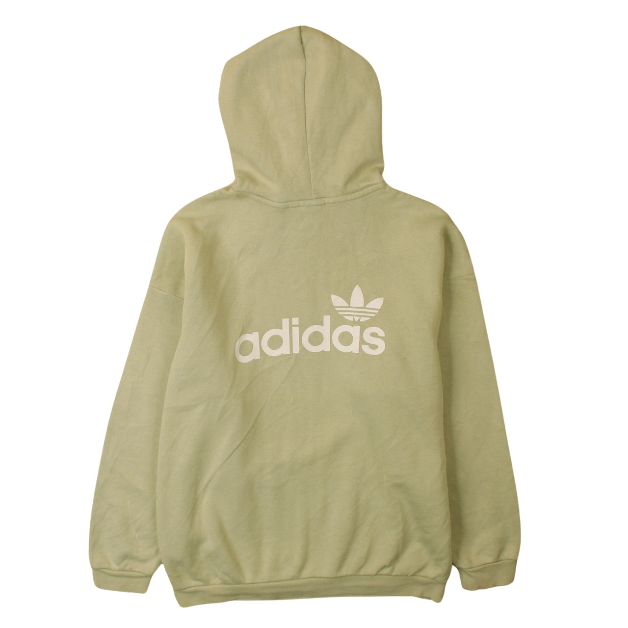 Adidas Womens Green Hoodie UK 12 Pullover Logo Cotton Blend