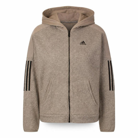 Adidas Womens Beige Full Zip Hoodie Size L Classic Sportswear