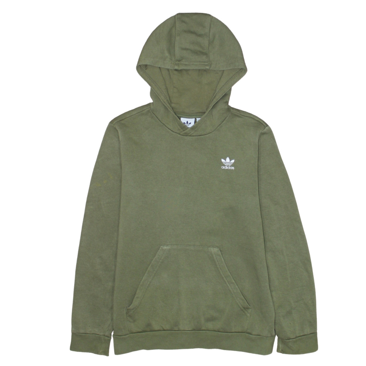 Adidas Boys Khaki Green Pullover Hoodie 11-12 Years Cotton Blend Logo Casual