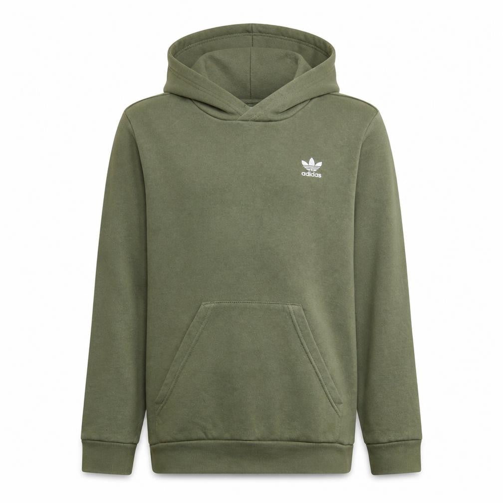 Adidas Boys Khaki Green Pullover Hoodie 11-12 Years Cotton Blend Logo Casual