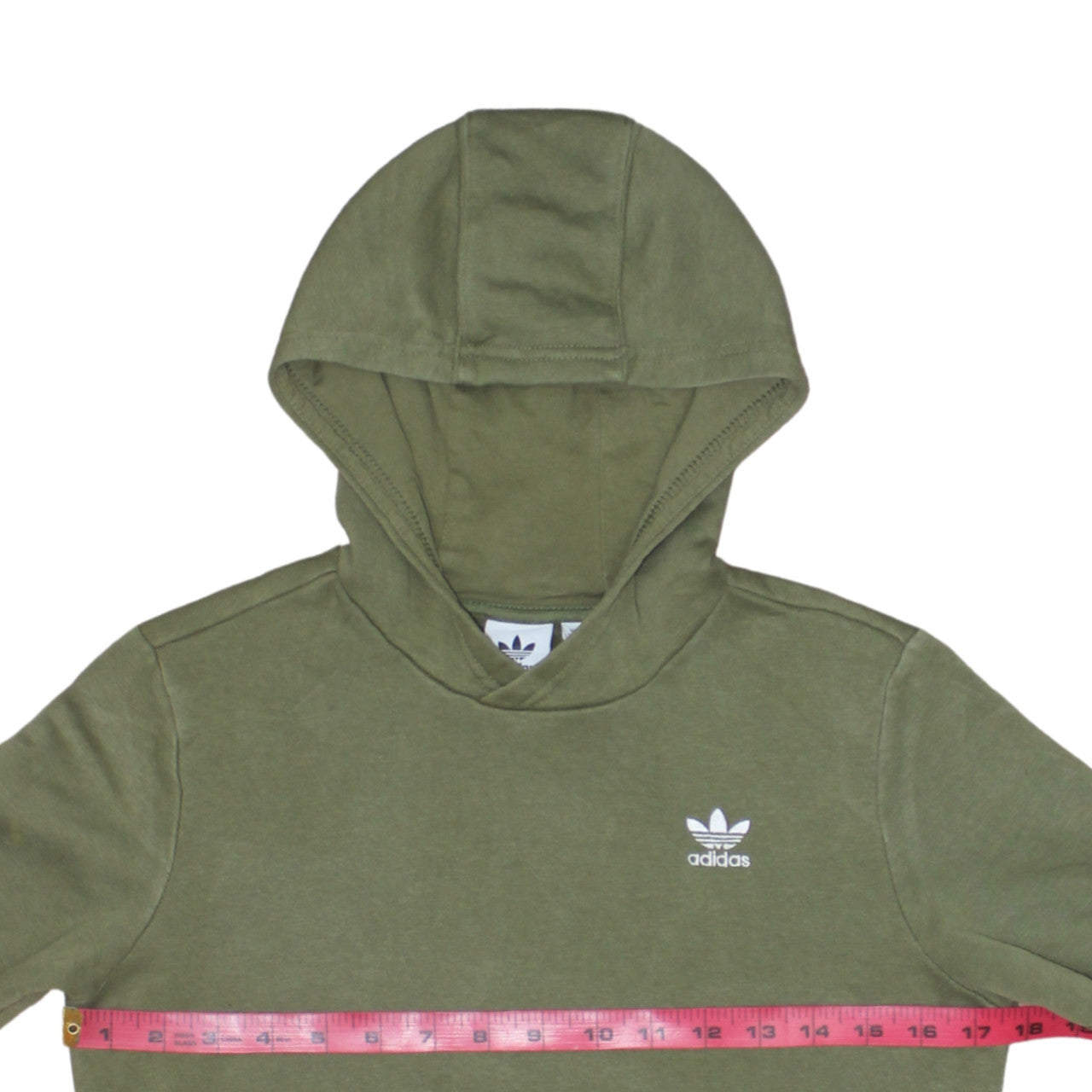 Adidas Boys Khaki Green Pullover Hoodie 11-12 Years Cotton Blend Logo Casual
