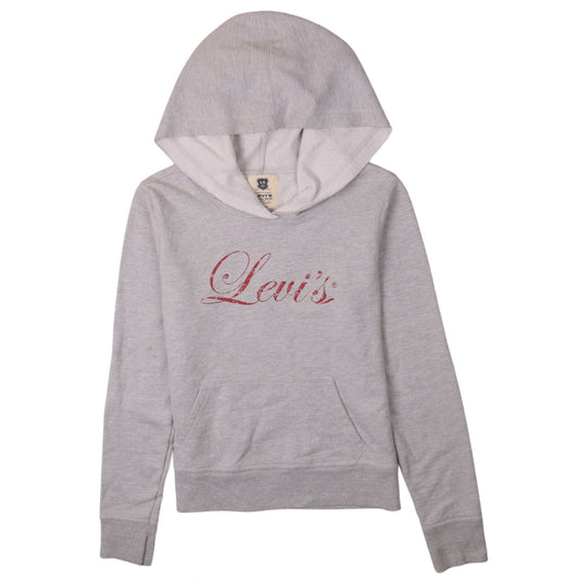 Levi's Womens Grey Pullover Hoodie Small Hooded Logo Sweatshirt
