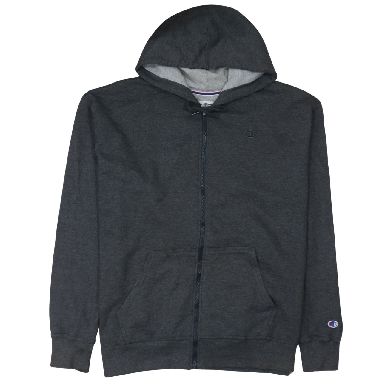 Champion Men Grey Full Zip Hoodie XL Regular Athletic Style
