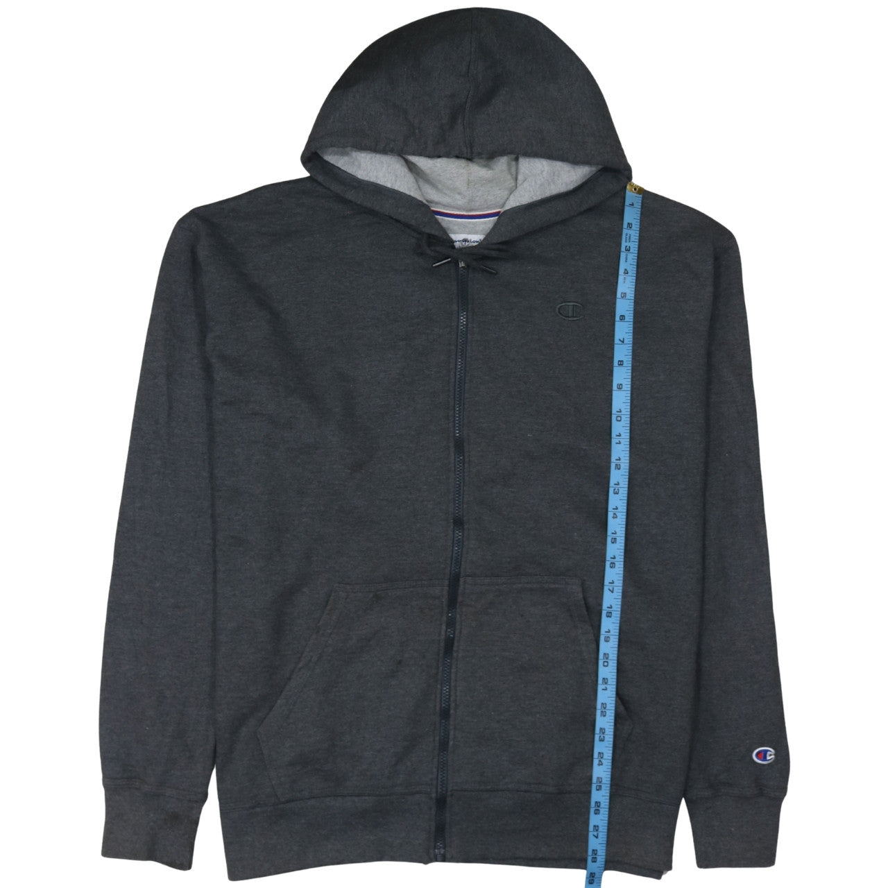 Champion Men Grey Full Zip Hoodie XL Regular Athletic Style