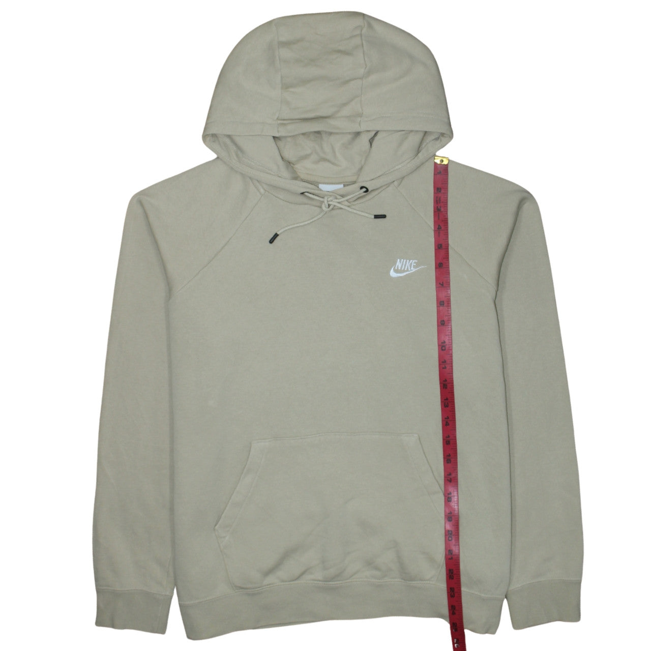 Nike Men's Beige XL Pullover Hoodie with Logo and Kangaroo Pocket
