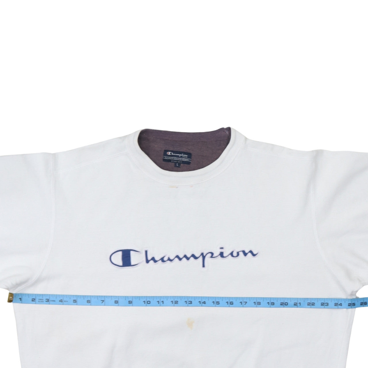 Champion Men's White L Pullover Sweatshirt Embroidered Logo