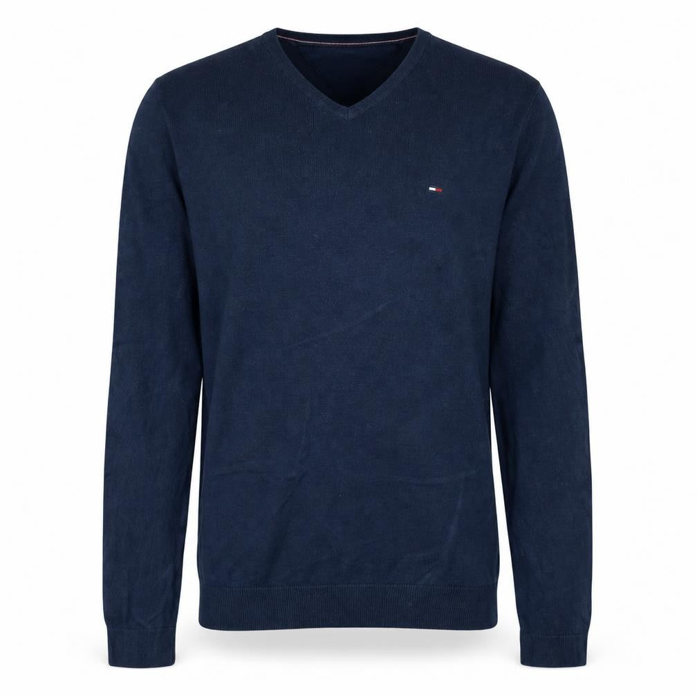 Tommy Hilfiger Men’s Blue V-Neck Cotton Pullover Jumper M