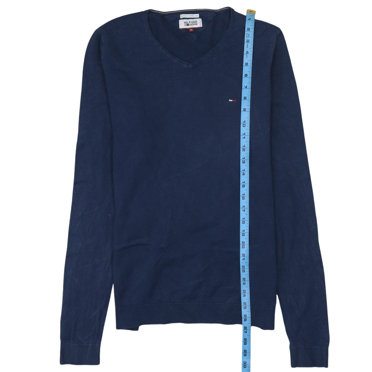 Tommy Hilfiger Men’s Blue V-Neck Cotton Pullover Jumper M