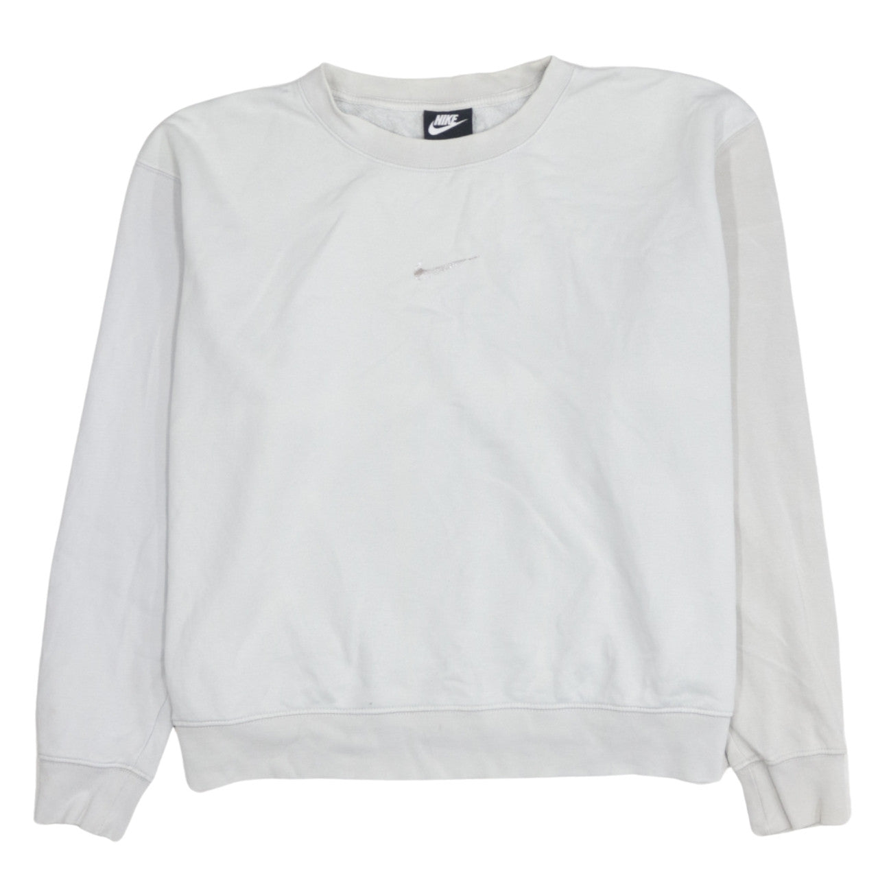 Nike Women White Crew Neck Pullover Sweatshirt L Cotton Blend
